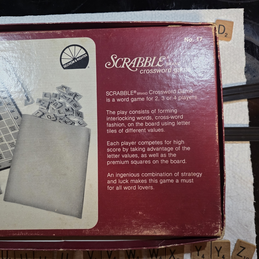 Scrabble Crossword Game - Brown Tile Set with Beige Board - Picture 7 of 8